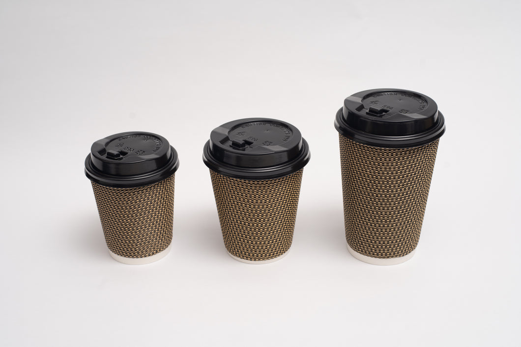 Paper Cups with Lids, Ribbed.