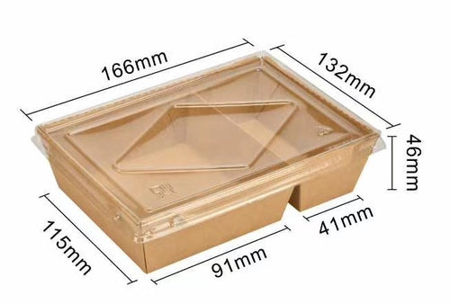 Kraft Paper Two Compartment Takeout Food Container